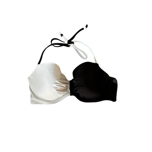🍁 BUNDLE ONLY - 5/$15 Victoria's Secret Colorblock Bikini Top, Black/White - Picture 1 of 4
